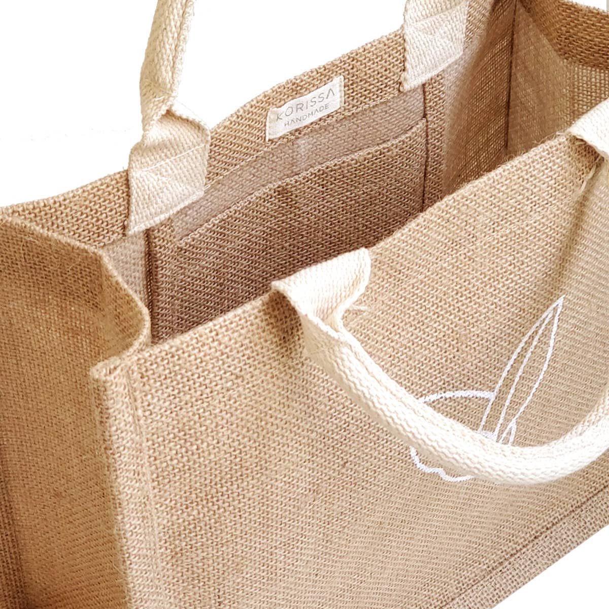 KORISSA - Vente Pochette cadeau - Sac fourre-tout en jute fait main • Sac cadeau - Nature (S)5