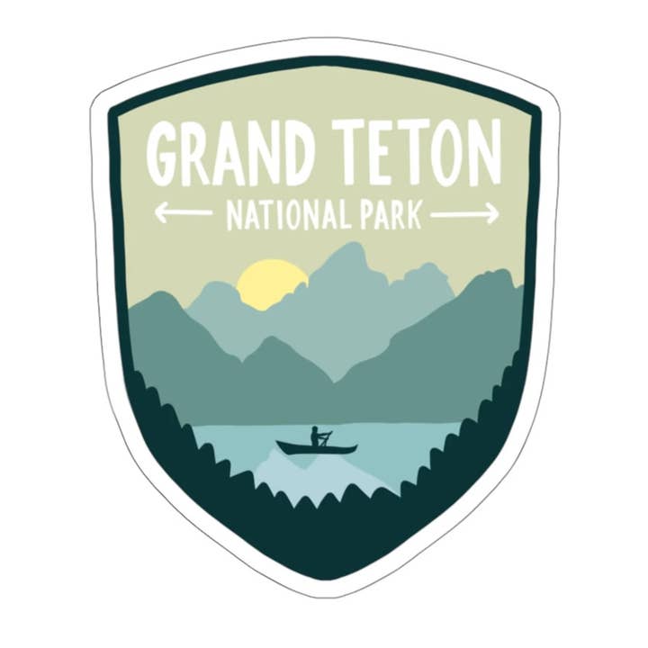 Grand Teton National Park vejrbestandigt klistermærke for engroshandel hos Colleen Goldhorn Creative Co