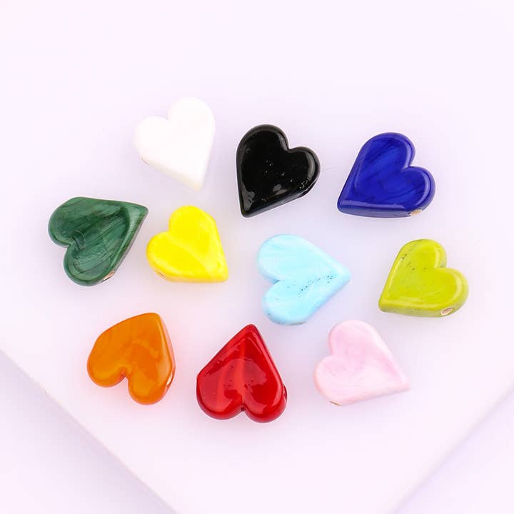 Glass heart bead, jewelry supplies, love charm, lampwork for wholesale by Adamodart