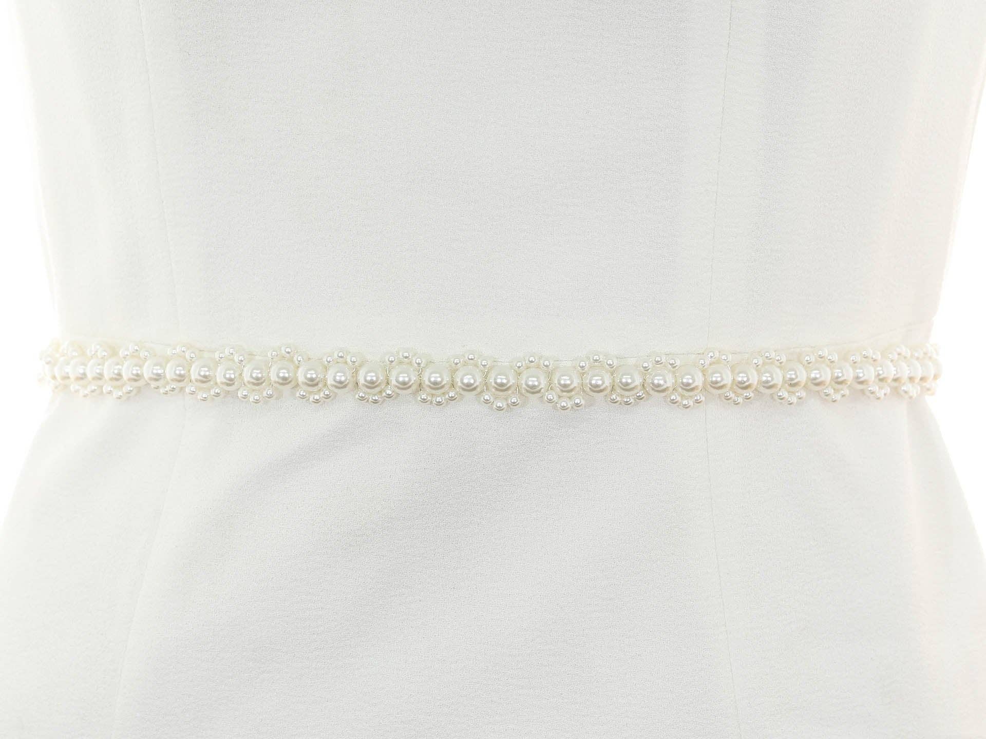 Farinosa Bridal – wholesale Belt – Women's – S1005 Elegant Off White Pearls Bridal Sash Belt