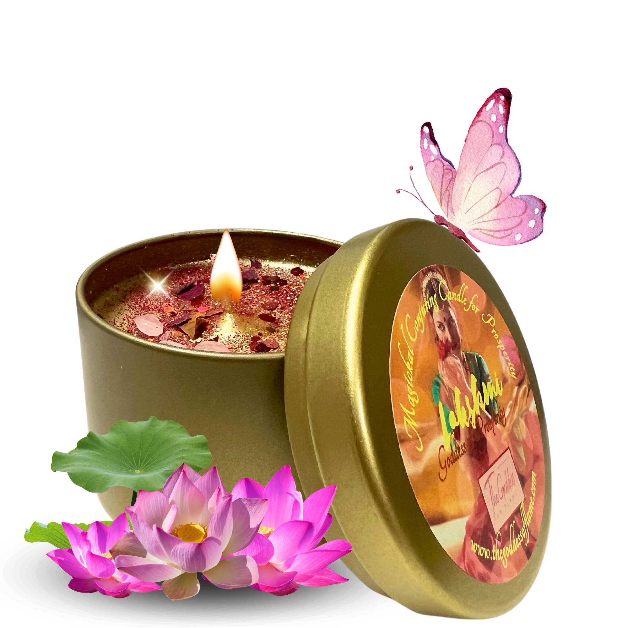 Lakshmi Goddess of Wealth Conjuring Candle for wholesale by The Goddess of Flame