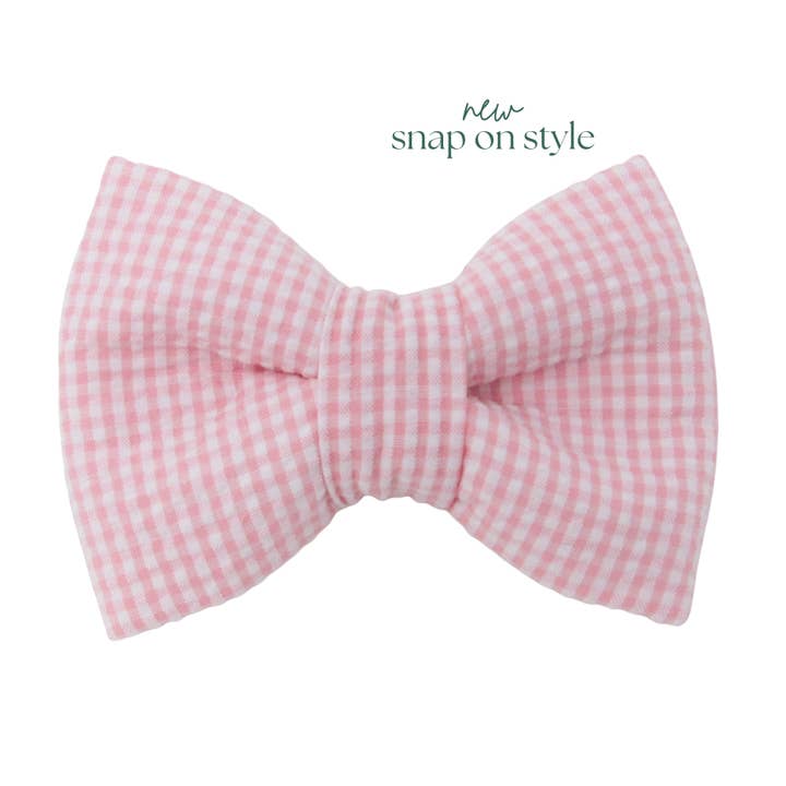 So Sweet Gingham Seersucker Snap On Dog Bow Tie | NEW STYLE for wholesale by Winnie and the Hound