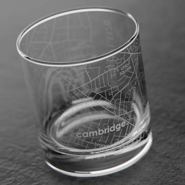 Well Told - Wholesale Cocktail/Liquor Glass - Cambridge MA - Harvard Univ College Town Map Rocks