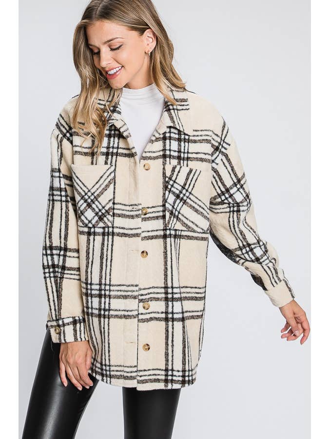 ELLEBORN – Engroshandel Skjortejakke/shacket – til kvinder – PLAID JAKKE MED KONTRASTERENDE RYG 
3248T-A45