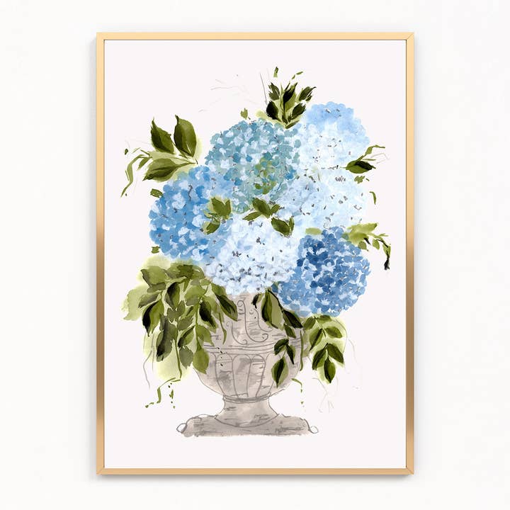 Hydrangeas in a Vase | Art Print for wholesale by Ramya Art Design