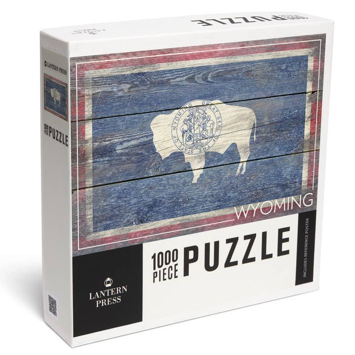 1000 PIECE PUZZLE Rustic Wyoming State Flag for wholesale by Lantern Press