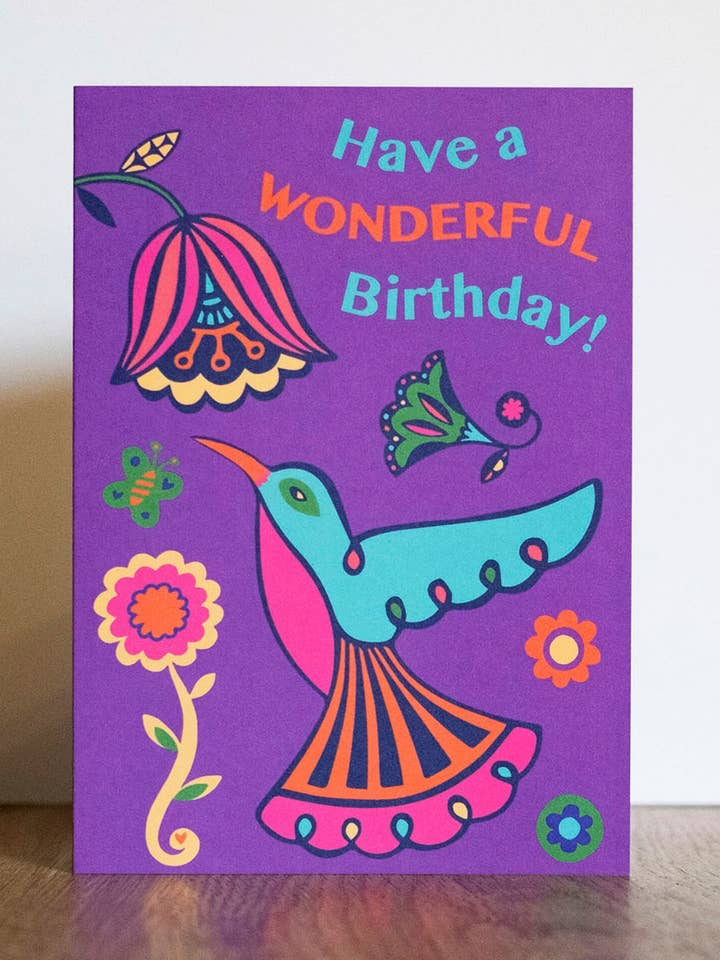 Hummingbird Birthday Card for wholesale by Lunar Apple