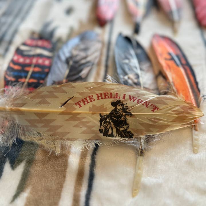 Buckaroo Supply Company - Wholesale Hat accessory – Women's - The Hell I Won't Hat Feather - Western Hat Accessory3