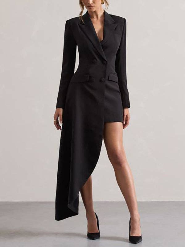 Sheer Trend - Wholesale Blazer - Women's - Asym Pocket Notch Collar Blazer