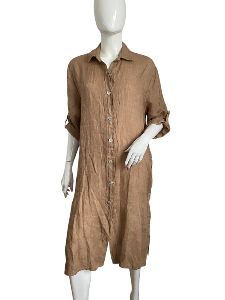 Robe avec boutons en lin LEL-R1377G
pour la vente par ORNELLA PARIS