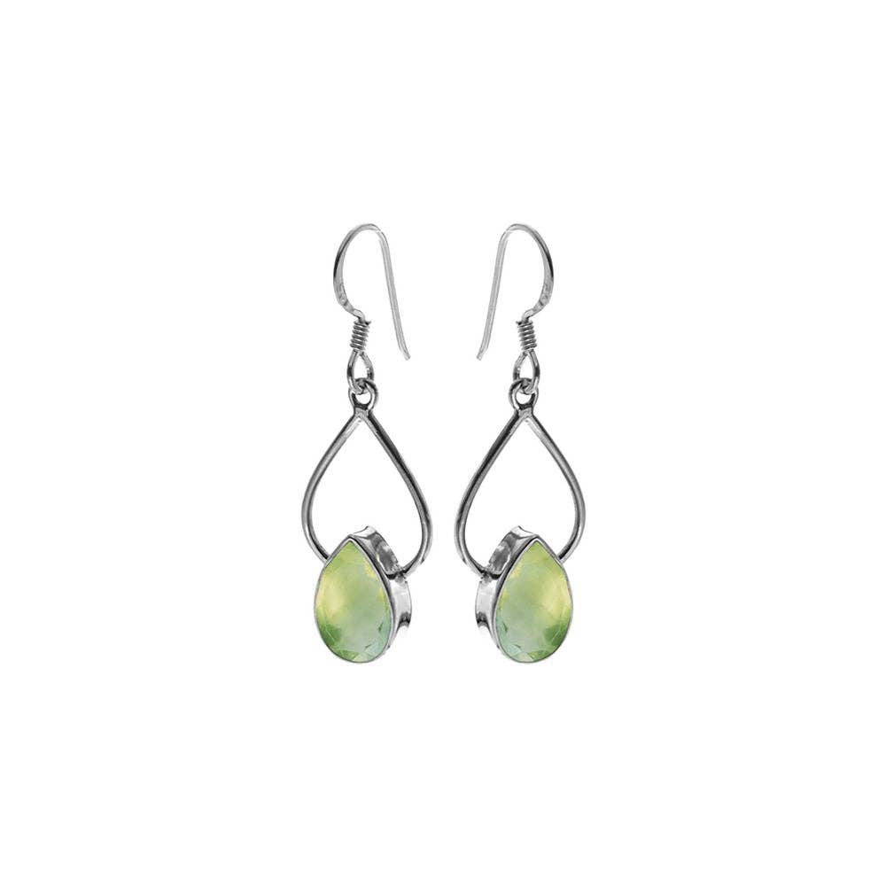 Kali Ma Designs - Sterling Silver Jewellery - Wholesale Dangle Earrings - Ivy wire teardrop prehnite earrings