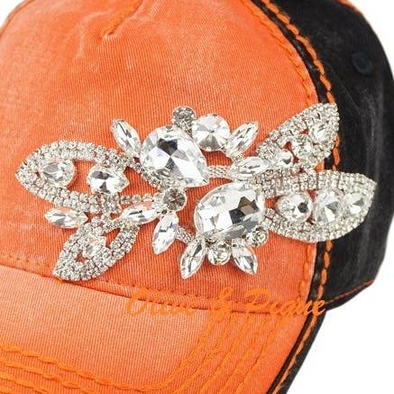 Olive & Pique - Wholesale Baseball Cap - Women's - Bejeweled Glitz Floral Baseball Cap - Adjustable6