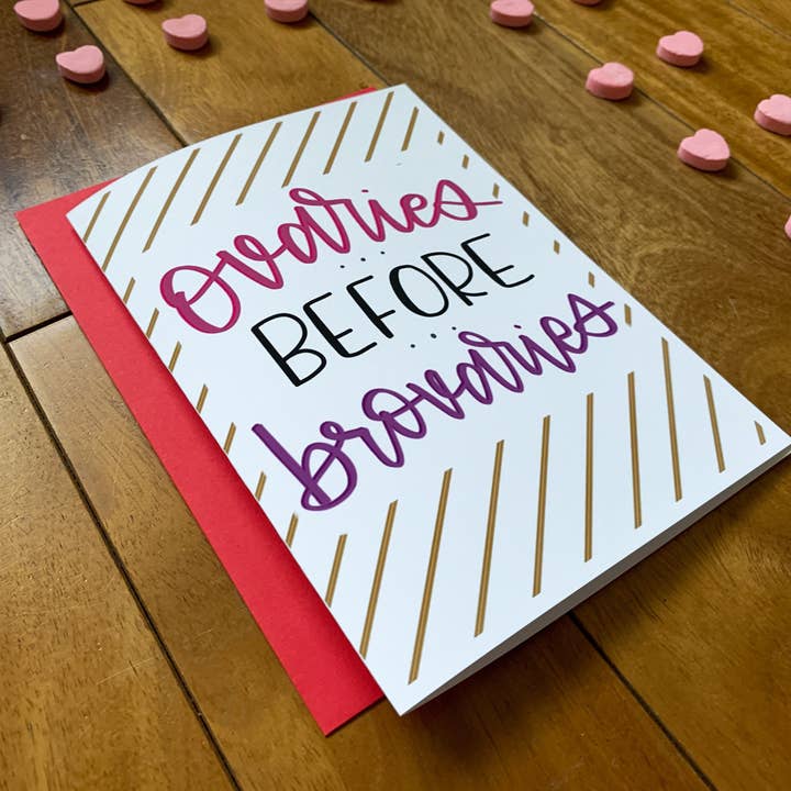 Stone Donut Design, LLC - Vendita all'ingrosso Biglietti per San Valentino - Biglietto di San Valentino con ovaie Before Brovaries Snarky fatto a mano