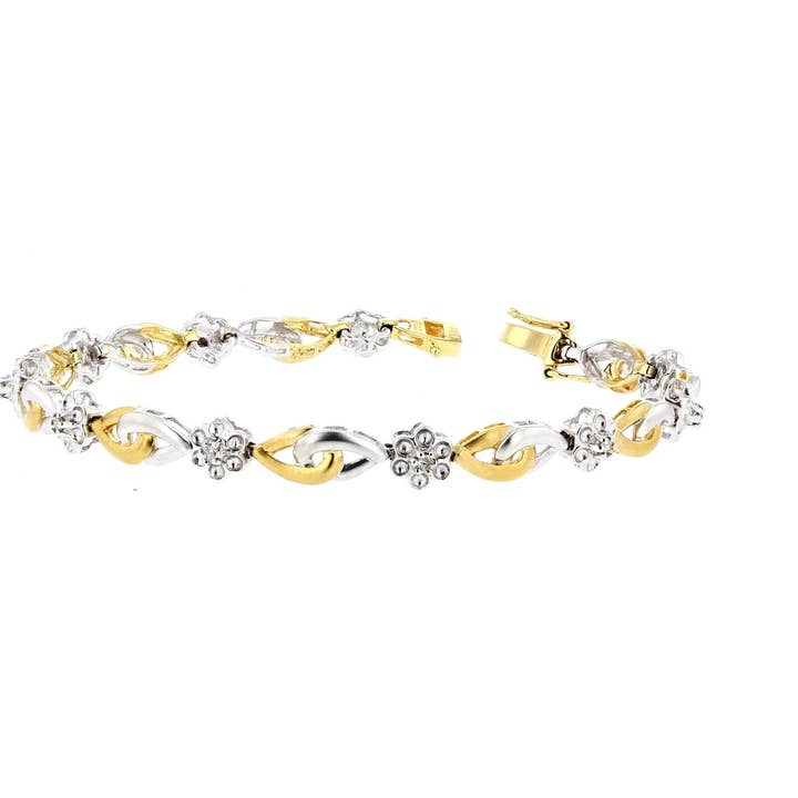 14kt Yellow & White Gold Flower bracelet for wholesale by NYMAN JEWELERS