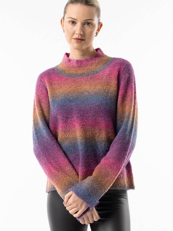 Rainbow Ombre Mock Neck Jumper for wholesale on Faire