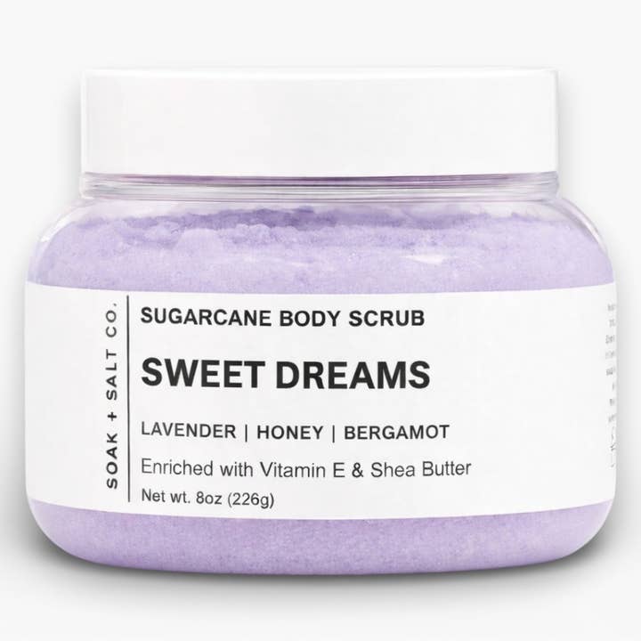 Sweet Dreams Sugarcane Body Scrub for wholesale by Soak + Salt Co