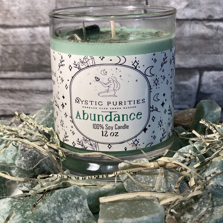 Abundance | 12oz Glass Soy Candle for wholesale by Mystic Purities LLC