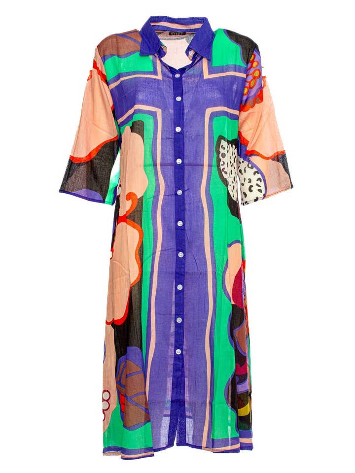 ESTAMPADO ABSTRACTO KAFTANO, 2 TAMAÑOS, 100% COFABRICADO EN LA INDIA para venta al por mayor de Ayfee