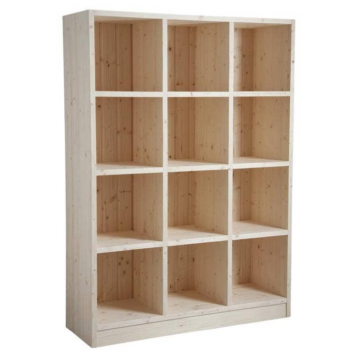 Aubry Gaspard - Wholesale Free Standing Shelf - 12 compartment shelf in raw spruce