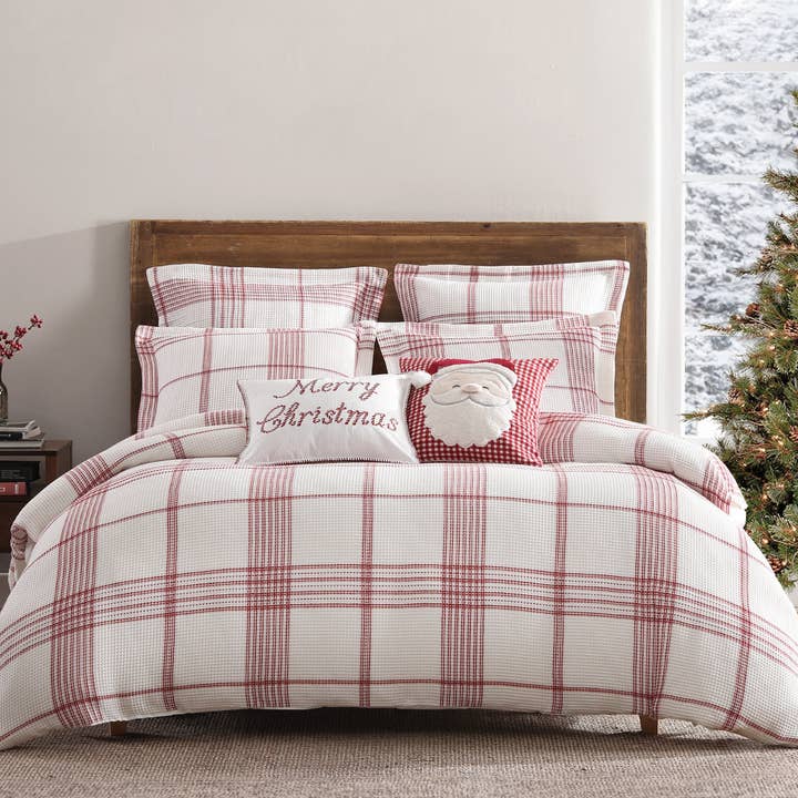 White Peppermint Plaid Duvet/Comforter Set for wholesale on Faire5