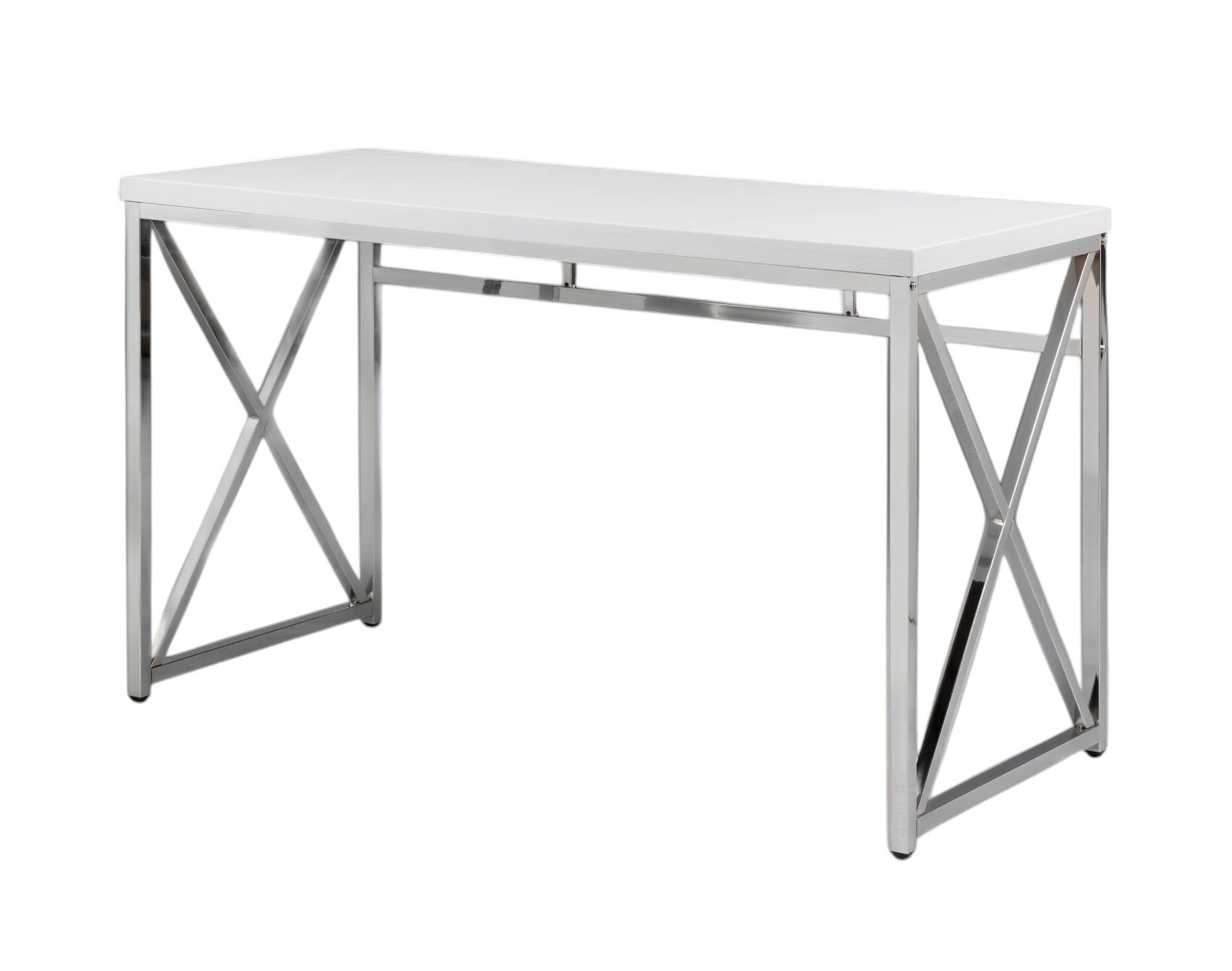 HomeRoots – wholesale Desk drawer – 47" White and Silver Wood and Metal Computer Desk0