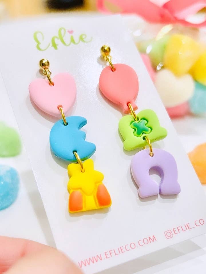 St Patrick's Lucky Charms Marshmallow Clay Earrings for wholesale by Eflie