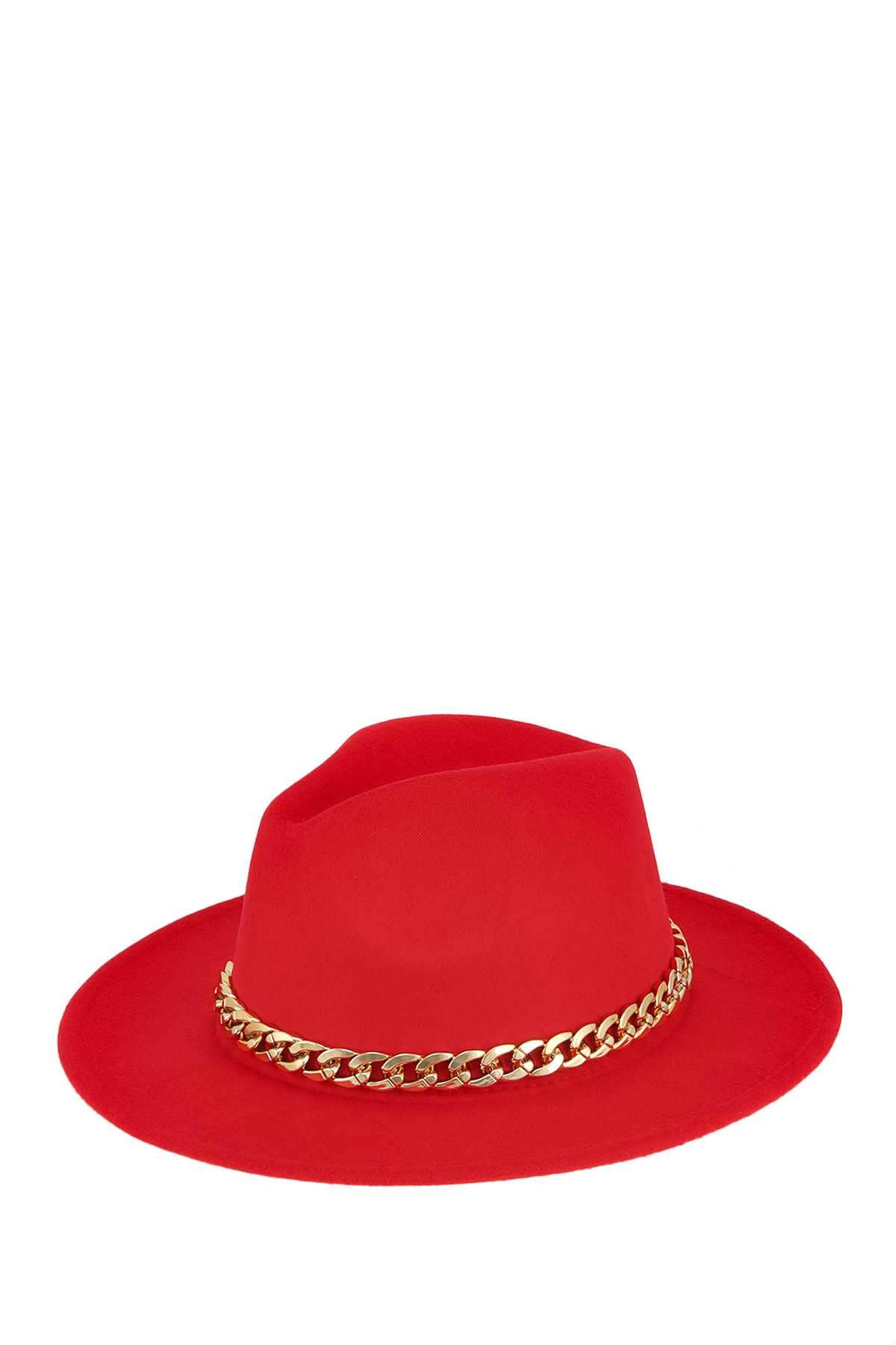 anbfashion - Wholesale Fedora - Women's - Cuban Chain Accent Fedora Hat 52029