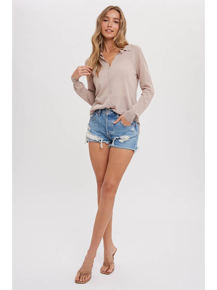 Bluivy – Großhandel Hemd mit Button-down-Kragen – Damen – LEICHTES STRICKHEMD25