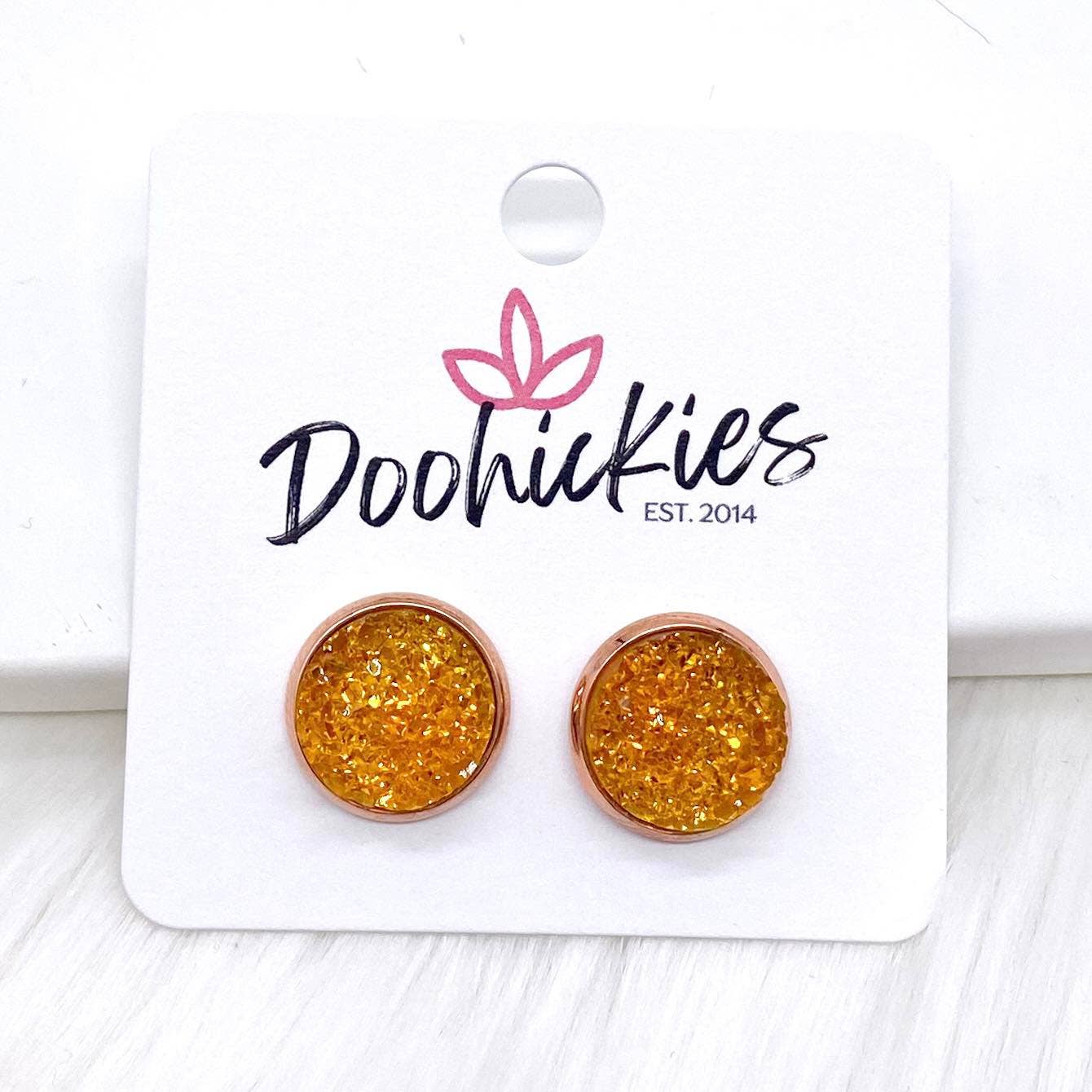 Doohickies - Vendita all'ingrosso Orecchini a bottone - Orecchini autunnali singoli Autumn Sparkle, montati in oro rosa, 12 mm2