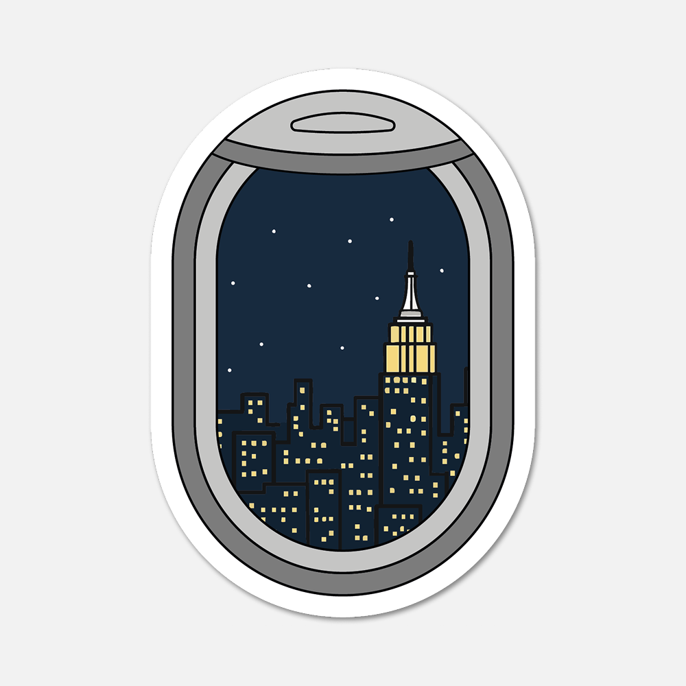 Footnotes - Wholesale Sticker - Airplane Window New York City View Travel Sticker0