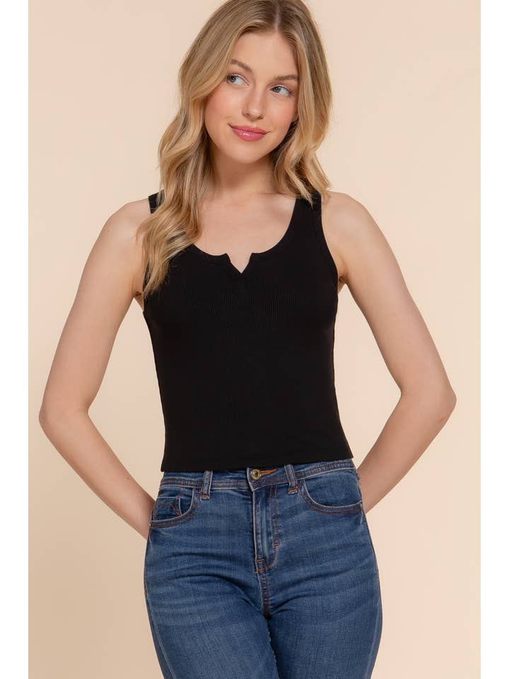 42POPS - Wholesale Tank Top - Women's - SI-27337 V Shape Scoop Neck Rayon Rib Tank Top