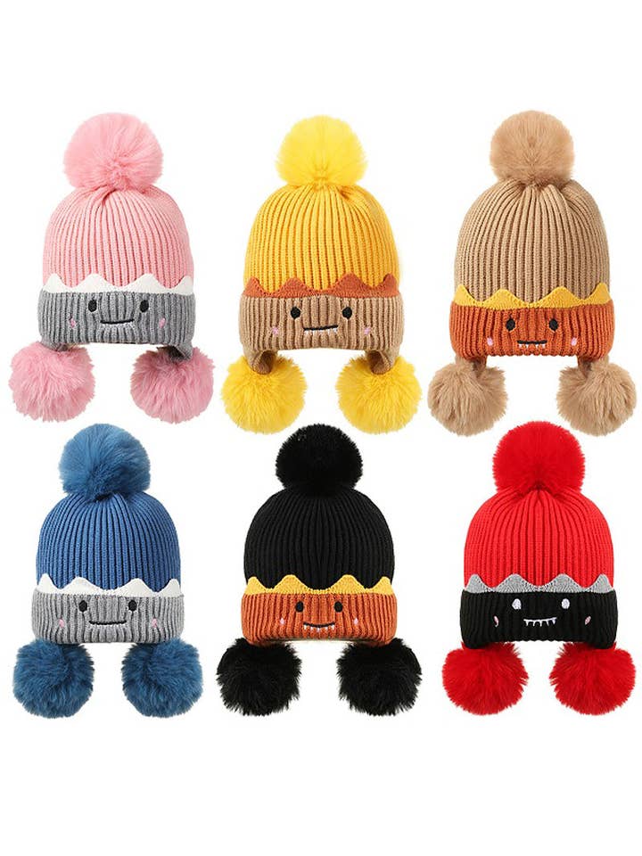 Toddlers Dinosaur Pom Pom Ear Flap Beanie for wholesale by Cap Zone