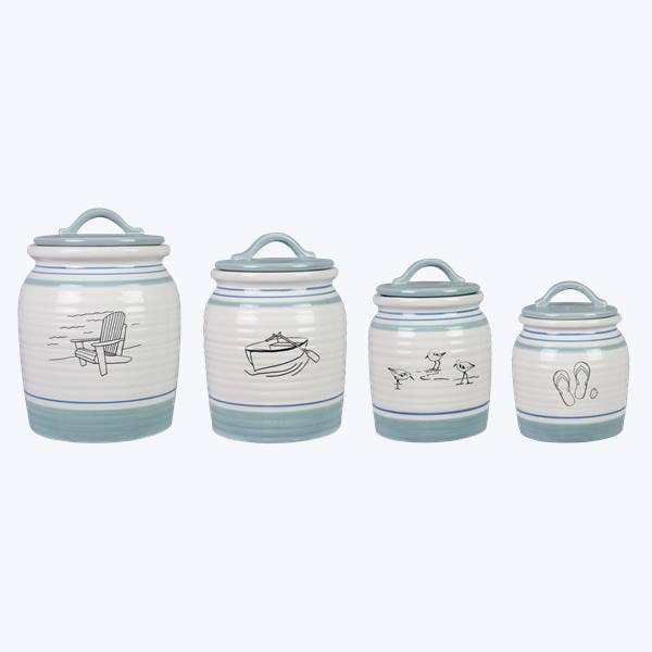 Ceramic Lake Cabin Canister, 4Pcs/Set for wholesale by Young's