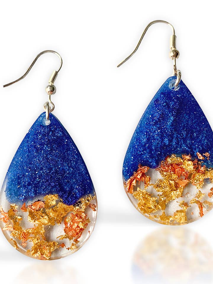 Earrings | Handmade | Sparkling Diamond Blue | Tear Drops for wholesale by Jen Lashua | Home Decor & Gifts