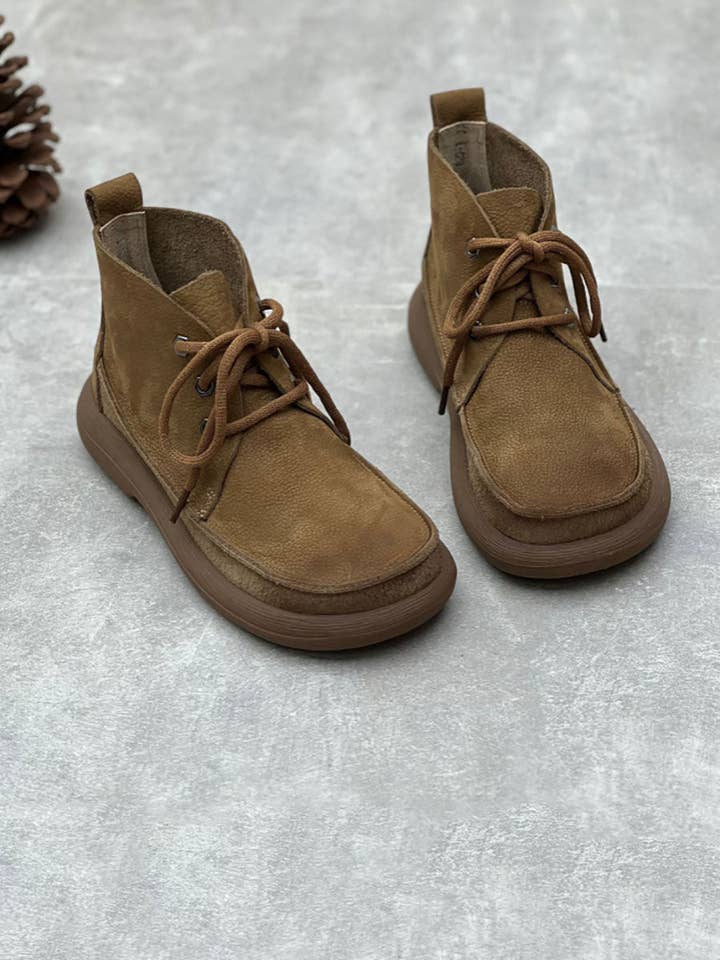 StyleGalX – wholesale Stövletter – Baby – Kvinnors vintersolida band äkta läder lågklackade stövlar