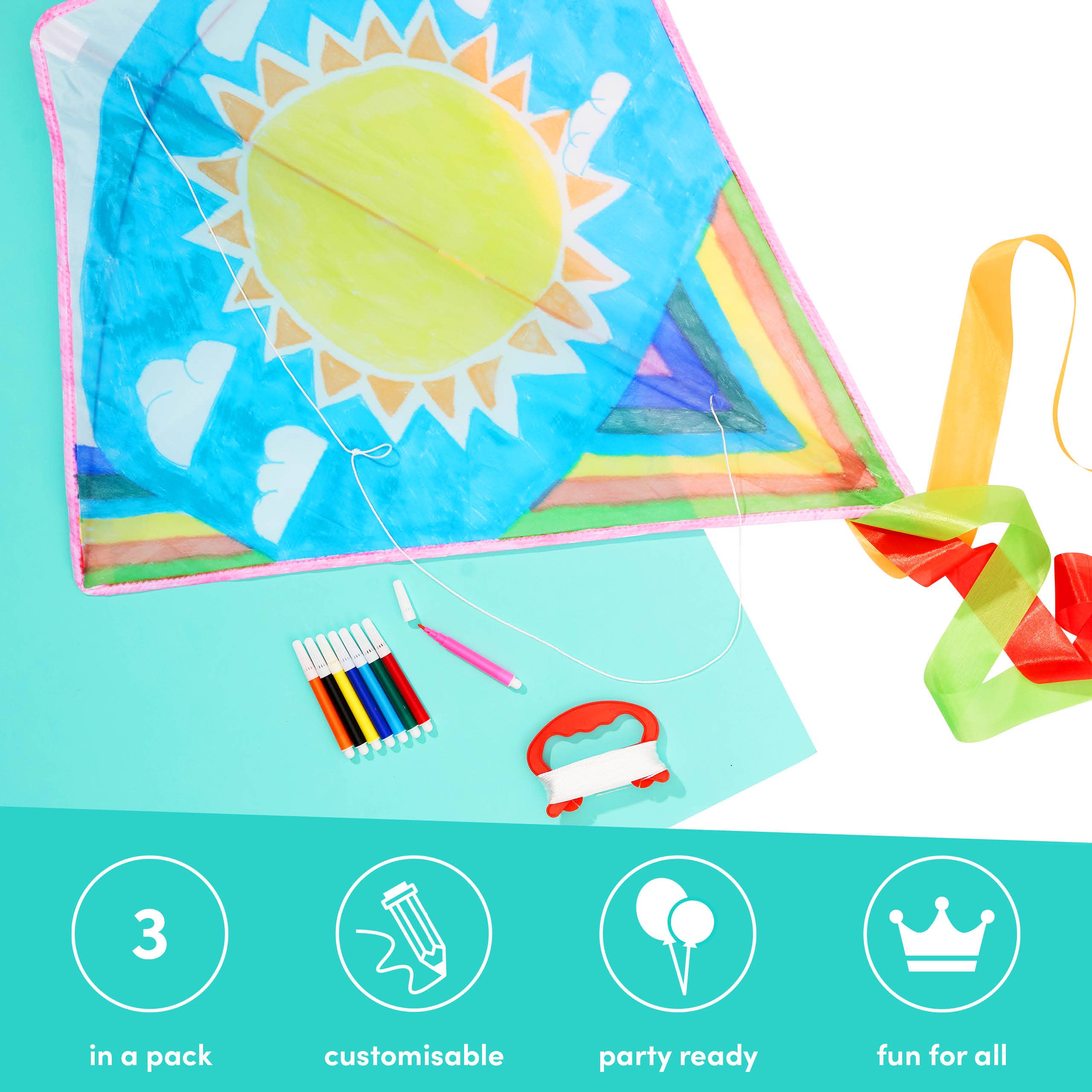 The Twiddlers - Venta al por mayor Kit de manualidades - Niños - Juego de 3 cometas para diseñar con rotuladores acuarelables para niños2