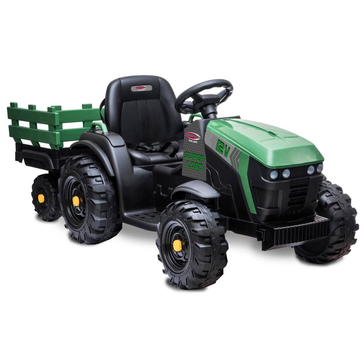 mhw24 – wholesale Toy car/truck – Child – Ride-on tractor Super Load with trailer green 12V4