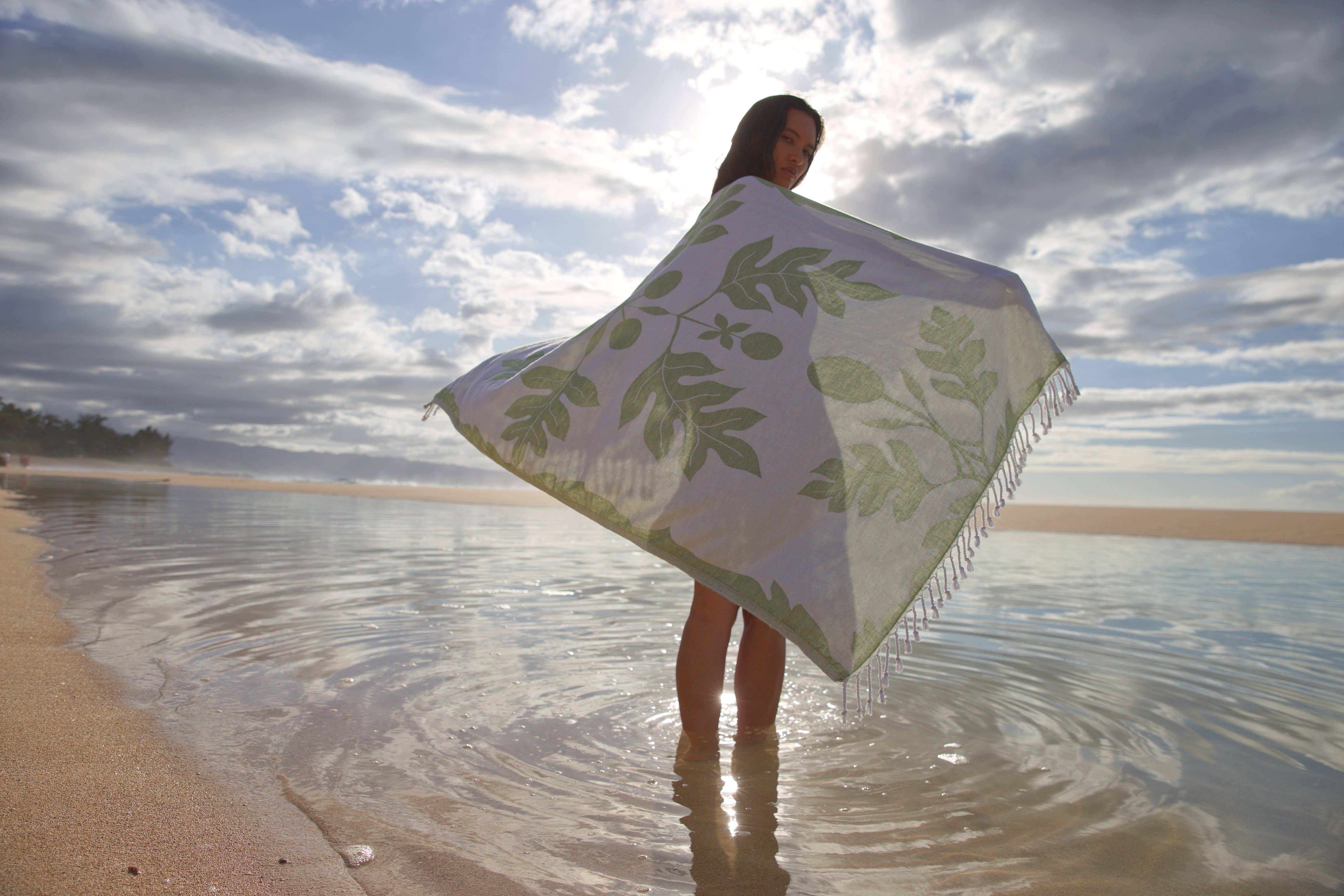 EHA Culture - Vente Serviette de plage - Serviette de plage turque à imprimé « Ohana » Ulu3