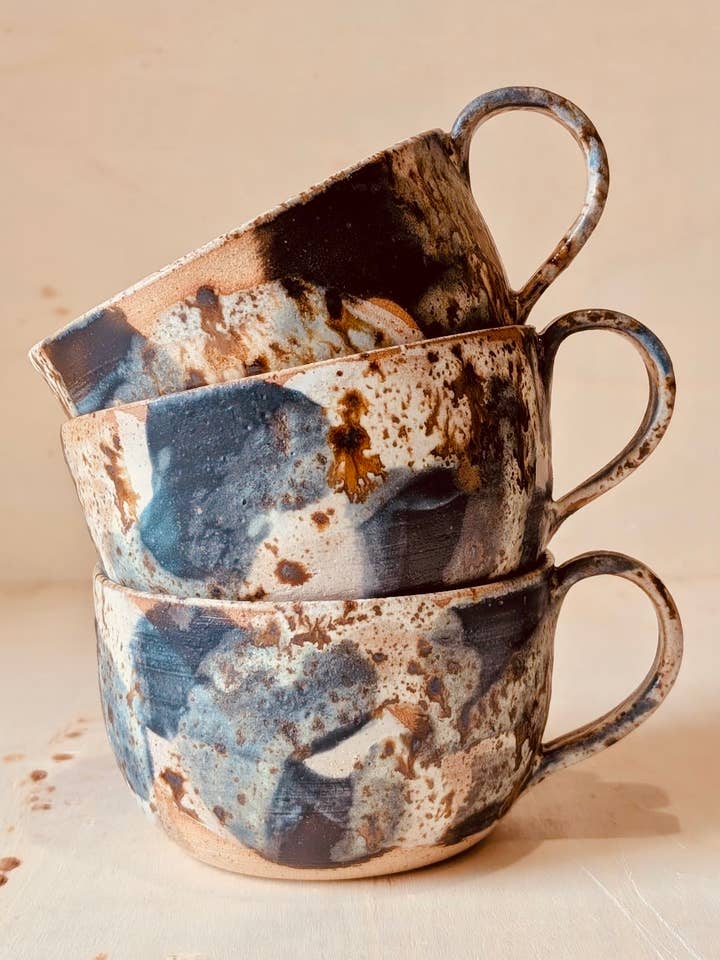 LIGHT DASH LARGE COFFEE TEA MUG for wholesale by RIA Studio pottery