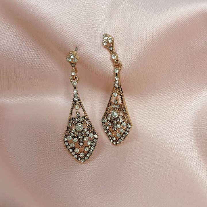 Lovett & Co - Wholesale Hangende/ronde oorbellen - Vintage art deco-oorbellen: vintage gouden oorbellen uit de jaren 20