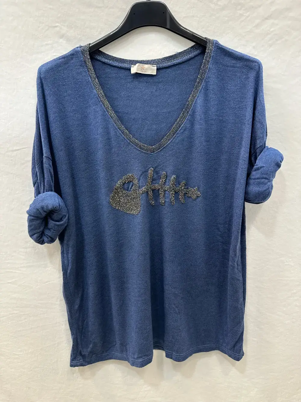 Mimi & Gogo - Wholesale Knit Sweater - Women's - Fine mesh embroidered big fish sweater lux @906443_PulGPoi5