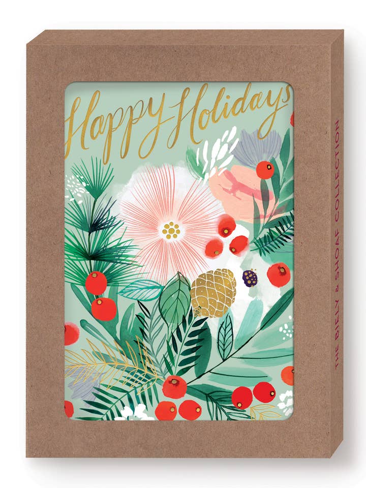 Holly Bouquet Holiday Boxed Cards - Set of 10 for wholesale by Biely & Shoaf