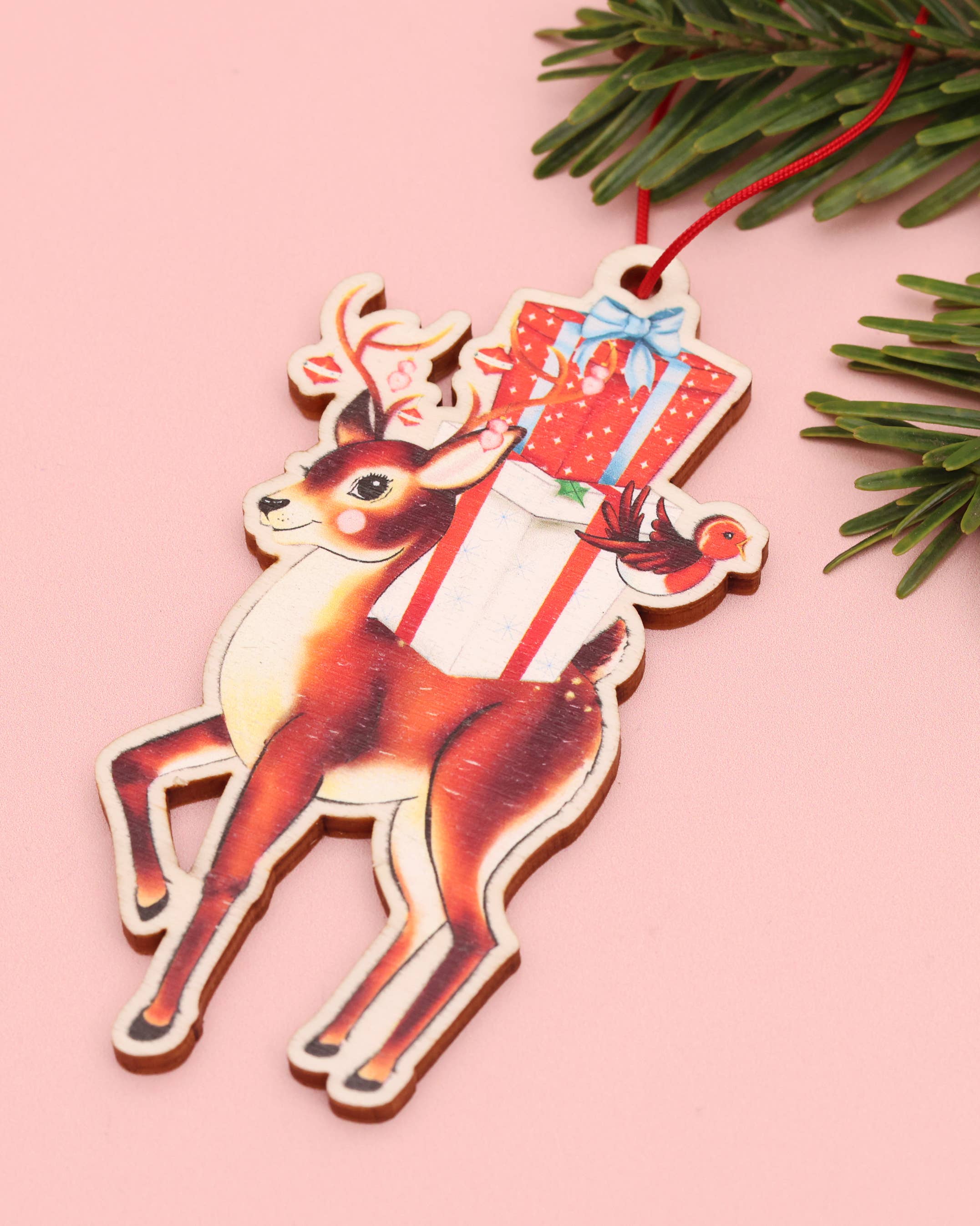 Fawn & Thistle Ltd (US Duties Paid) - Wholesale Christmas Decoration - Retro Reindeer Wooden Ornament | Eco-Friendly Holiday Charm3