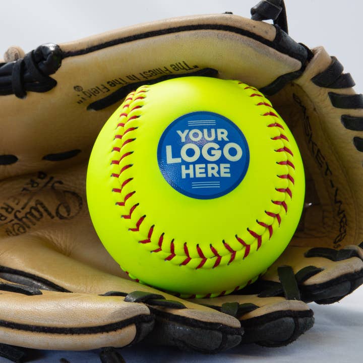 Buffalo Bottle Craft – wholesale Sports ball – Custom Printed Leather Softball, Yellow, 12", Softball Gifts