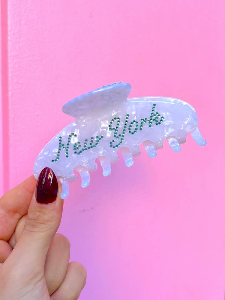 New York Studded Blue Ivory Hair Clip for wholesale by Colorful Natalie