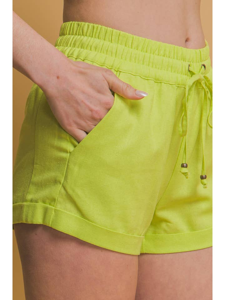 42POPS - Wholesale Shorts - Women's - .0702 Mid Rise Linen Shorts w/ Pockets SI-277612