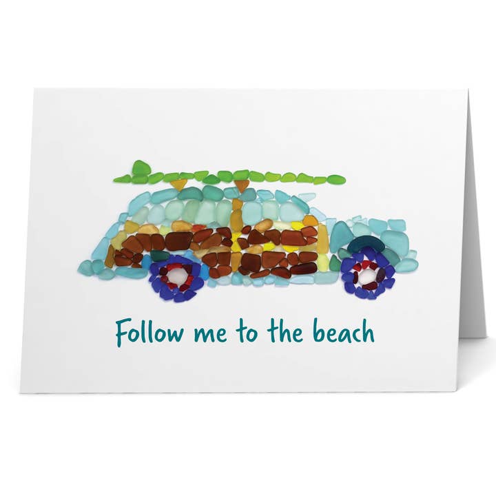 Sea Glass Woodie Car Follow me to the beach Card para venta al por mayor de Beachcombing / Etched by the Sea