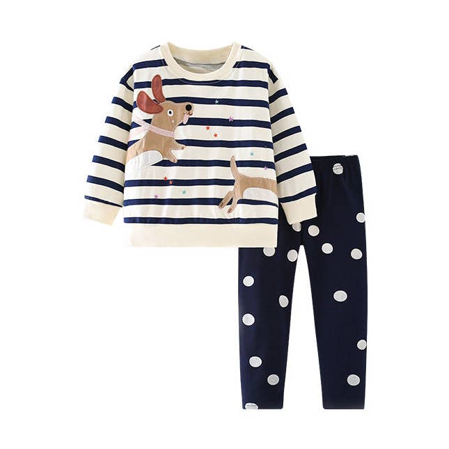 Spring and Autumn Girls Cartoon Puppy Pattern Long Sleeves Pullover and Pants Clothing Set for wholesale by MyKids-USA®