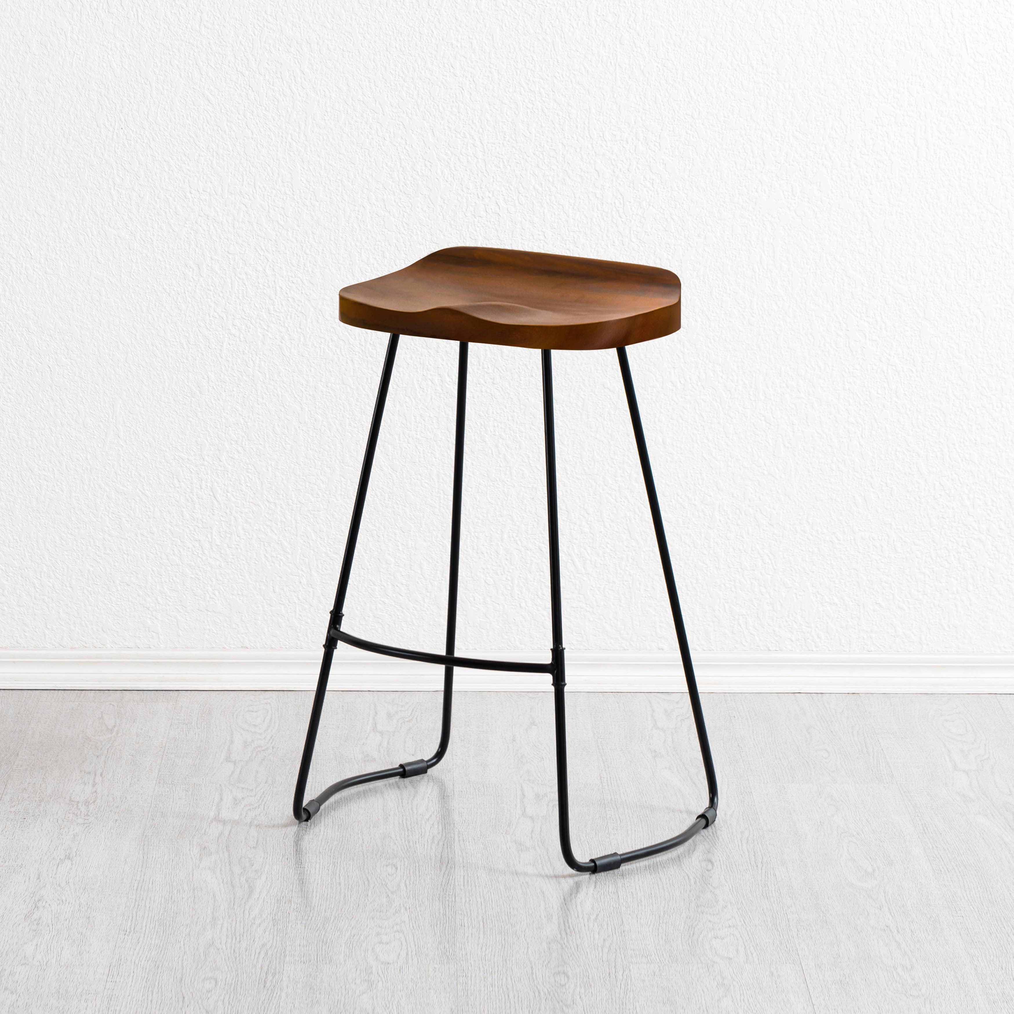 MH London - Vente Tabouret - Tabourets de bar de cuisine avec siège en selle en bois massif Rombass10