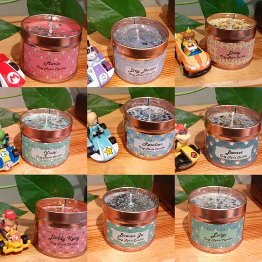 Cosy Rosie Candles - Vente Bougies de voyage - Bougies pour personnages de style Mario Kart
